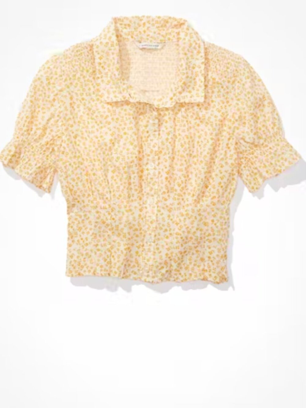 American Eagle Outfitters Cinch Waist Yellow Floral Top | Size M
